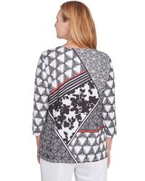 Alfred Dunner® Wild At Heart Geometric Multi Textured Patchwork Top thumbnail number 2