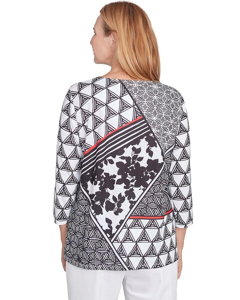 Alfred Dunner® Wild At Heart Geometric Multi Textured Patchwork Top