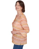 Alfred Dunner® Scottsdale Warm Stripe Floral Embroidered Top thumbnail number 4