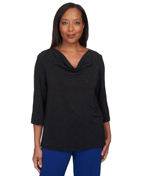 Alfred Dunner® Downtown Vibe Shimmery Cowl Neck Top