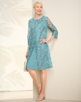 Alex Evenings Embroidered Mock Jacket Dress thumbnail number 1