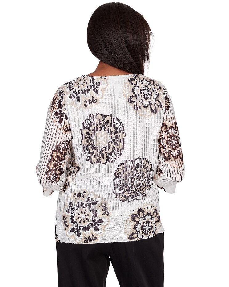 Alfred Dunner® Opposites Attract Medallion Textured Top image number 2