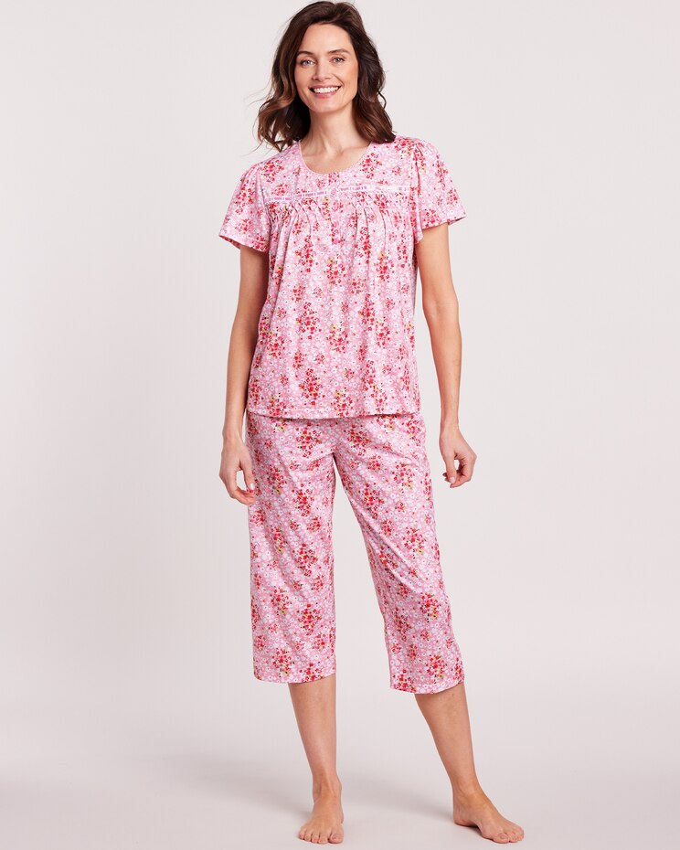 Floral-Print Capris Pajama Set image number 1