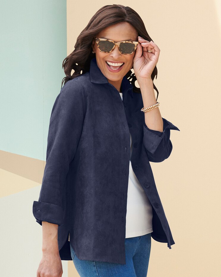 Microsuede Long Sleeve Shirt Jacket image number 1