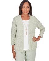Alfred Dunner® English Garden Flower Stitch Two In One Top with Necklace thumbnail number 1