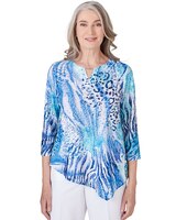 Alfred Dunner® Paradise Island Animal Print  Eyelet Top thumbnail number 1