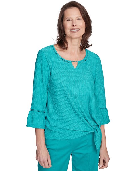 Alfred Dunner® Nantucket Solid Tie Front Bell Sleeve Top