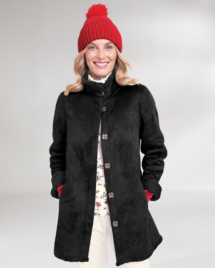 Stand-Collar Faux-Sherpa Coat image number 1