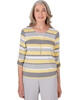 Alfred Dunner® Charleston Striped Top with Side Ruching thumbnail number 1