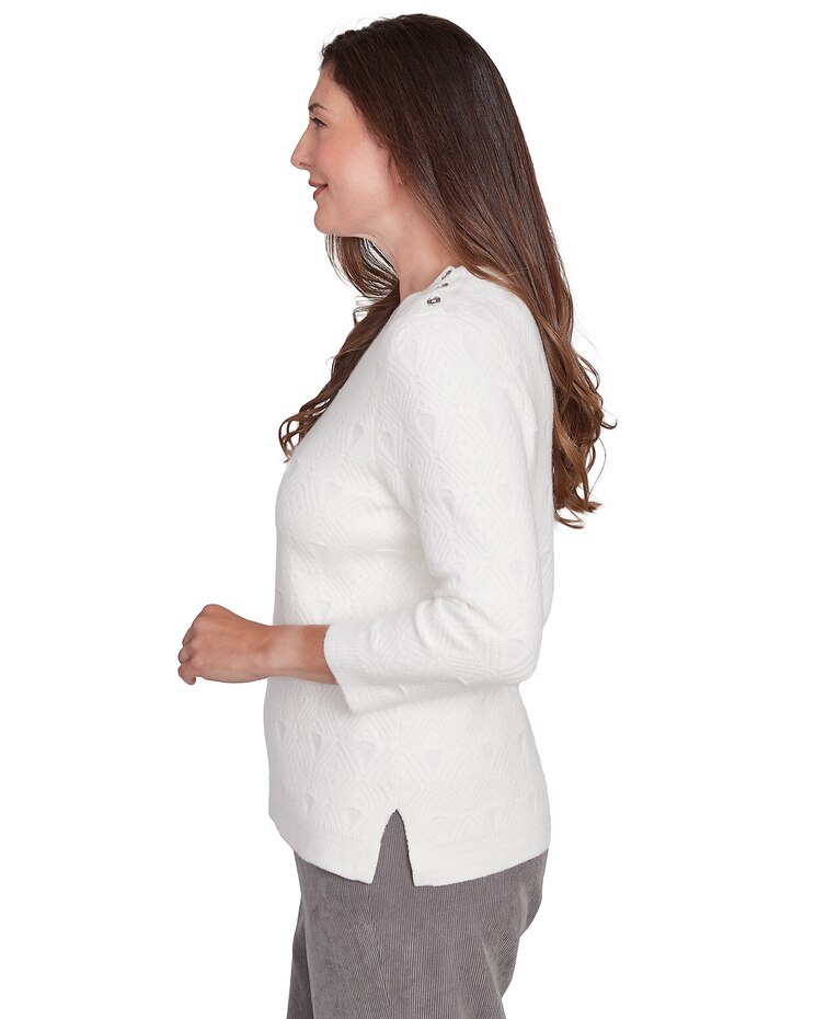 Alfred Dunner® Copenhagen Textured Cable Knit Crew neck Top image number 4