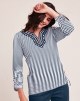 Alfred Dunner® Moody Blues Embroidered Neckline Stripe Top thumbnail number 4