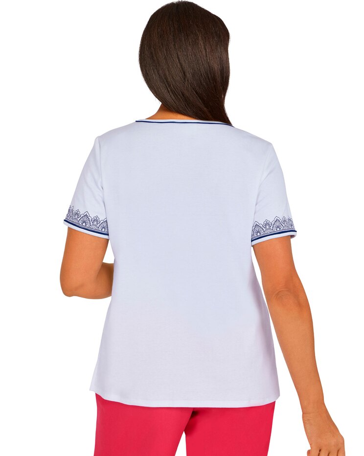 Alfred Dunner Happy Hour Medallion Center Embroidery Top image number 3