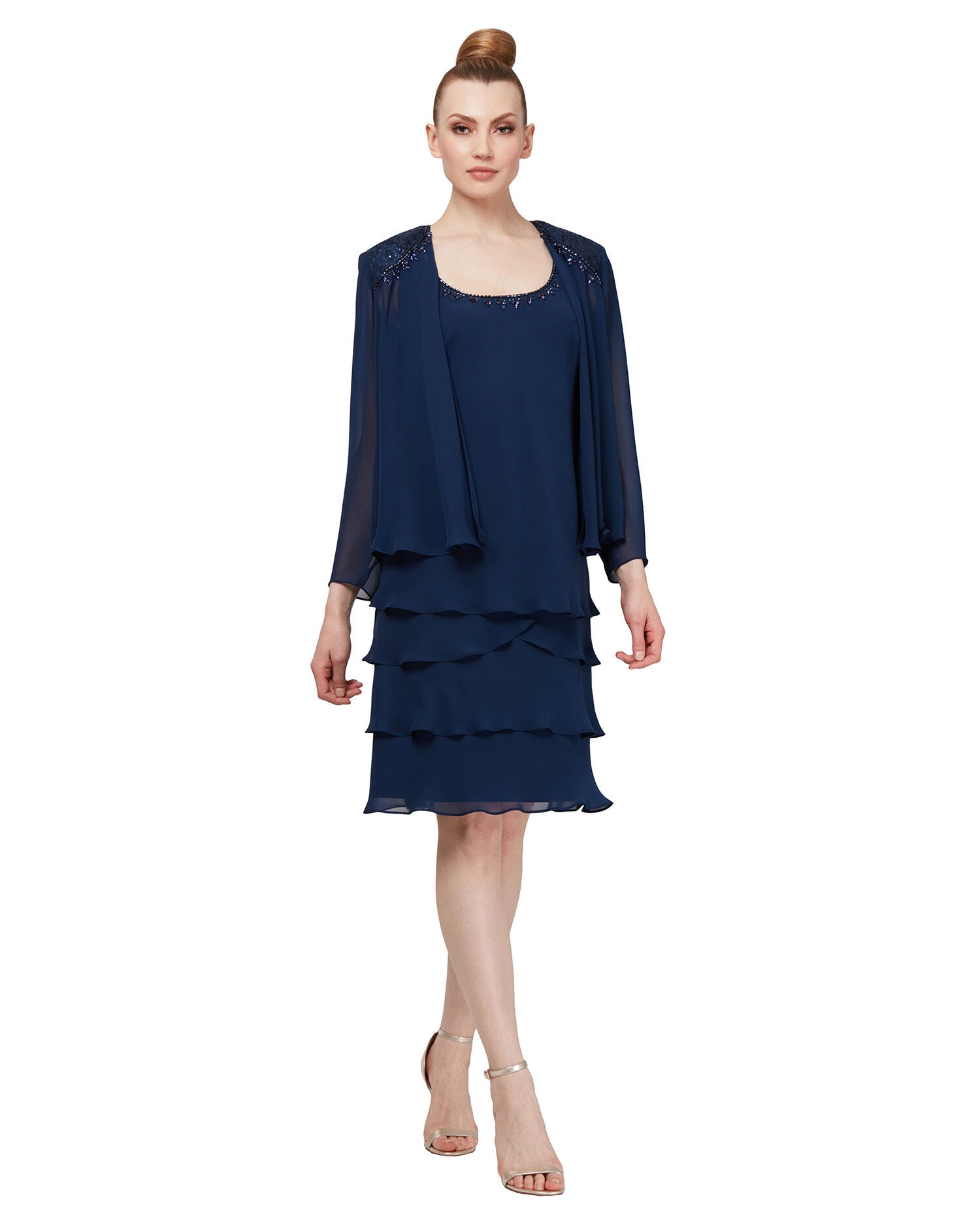 Alex evenings 2025 beaded jacket dress