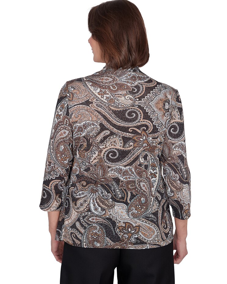 Alfred Dunner® Classics Metallic Paisley Two in One Top image number 2