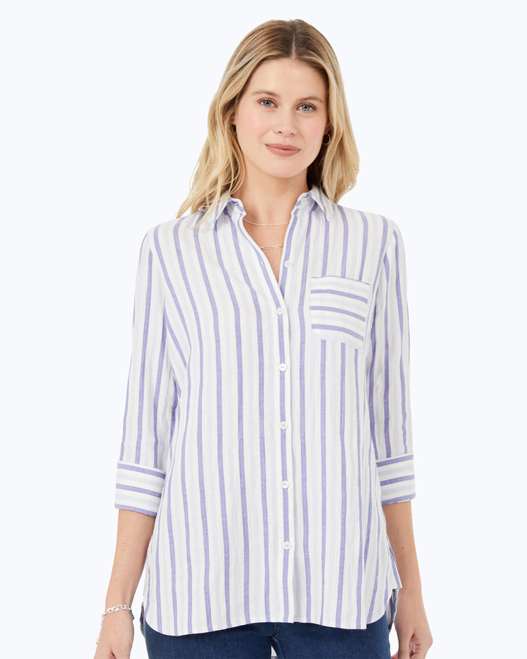 Foxcroft Germaine 3/4 Sleeve Soft Stripe Shirt image number 1