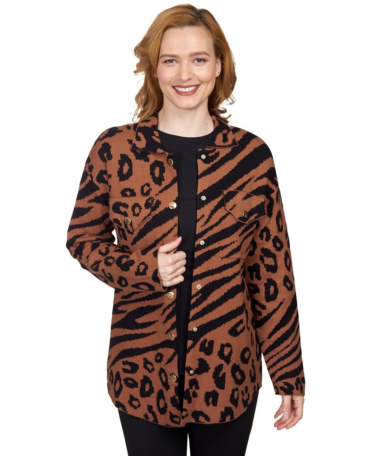 Ruby Rd® Animal Print Sweater Jacket image number 1