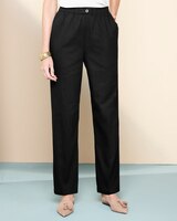 Cotton Tab-Front Straight Leg Pull-On Denim Jeans thumbnail number 1