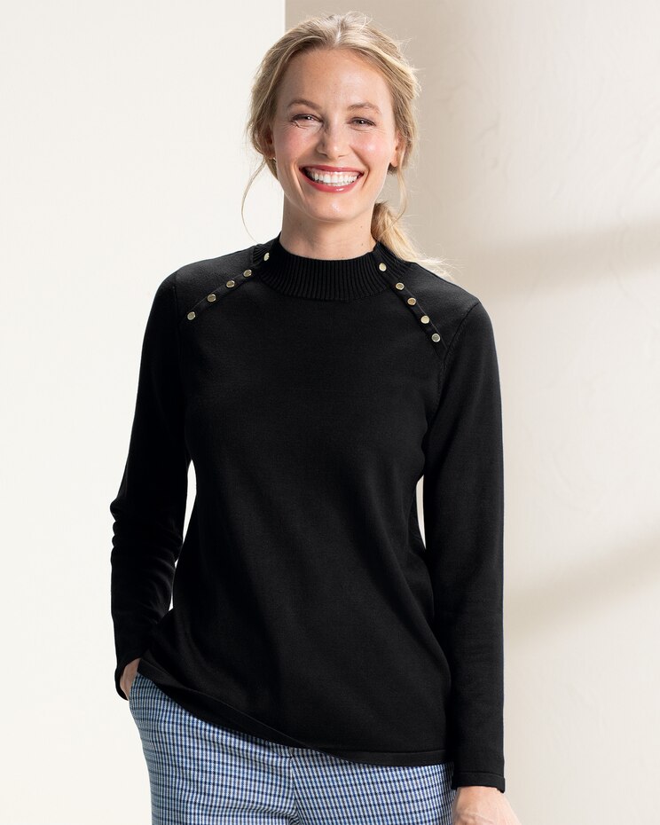 Madison Button-Trim Mockneck image number 1