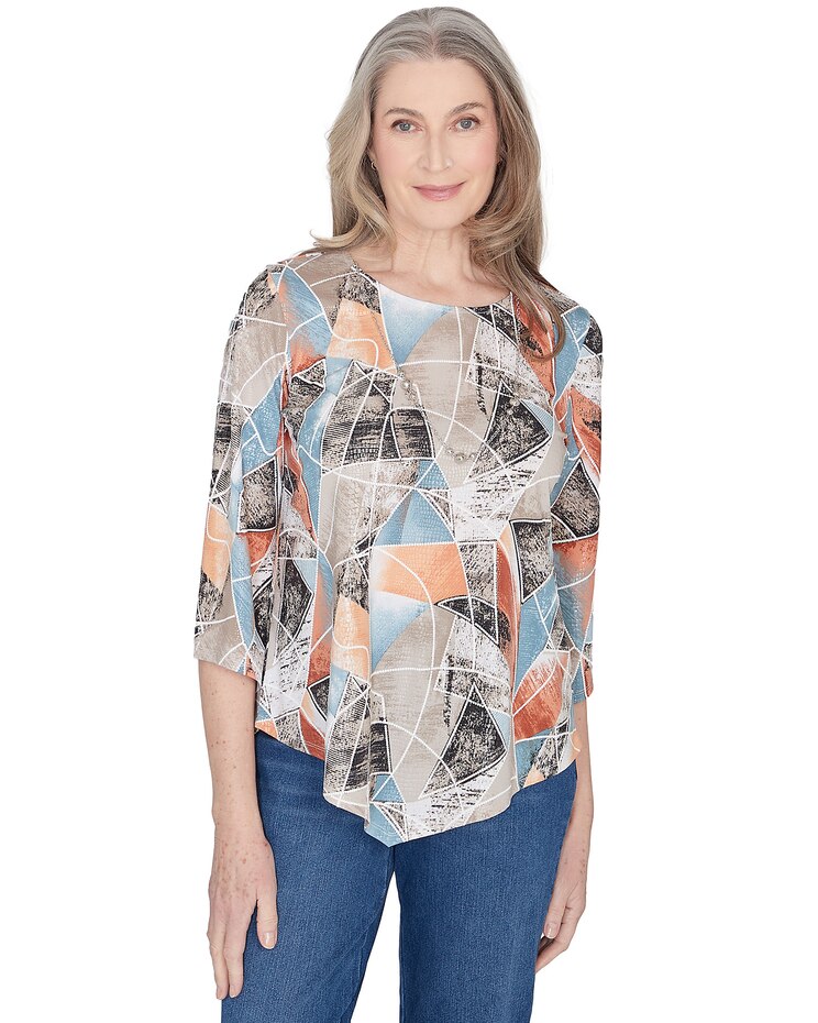 Alfred Dunner® Classics Stained Glass Sharkbite Top image number 1