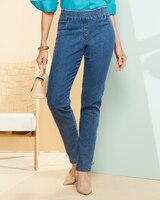 Slimtacular® Straight Leg Pull-On Denim Jeans thumbnail number 1