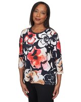 Alfred Dunner® Park Place Drama Shadow Floral Double Strap Top thumbnail number 3