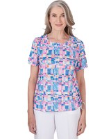 Alfred Dunner® Paradise Island Geometric Top with Braided Neckline thumbnail number 1