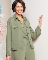 Look-Of-Linen Lace Back Jacket thumbnail number 1