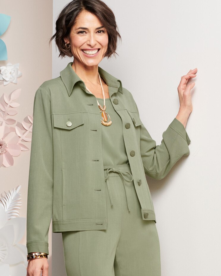 Look-Of-Linen Lace Back Jacket image number 1