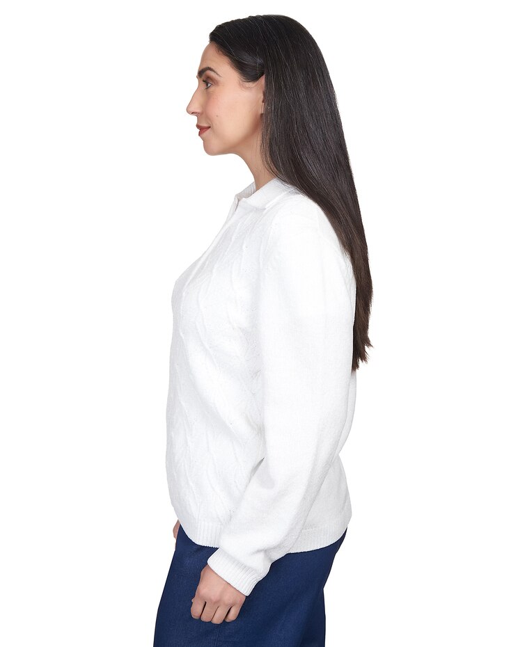 Alfred Dunner® Chenille Metallic Zip Front Cardigan image number 8