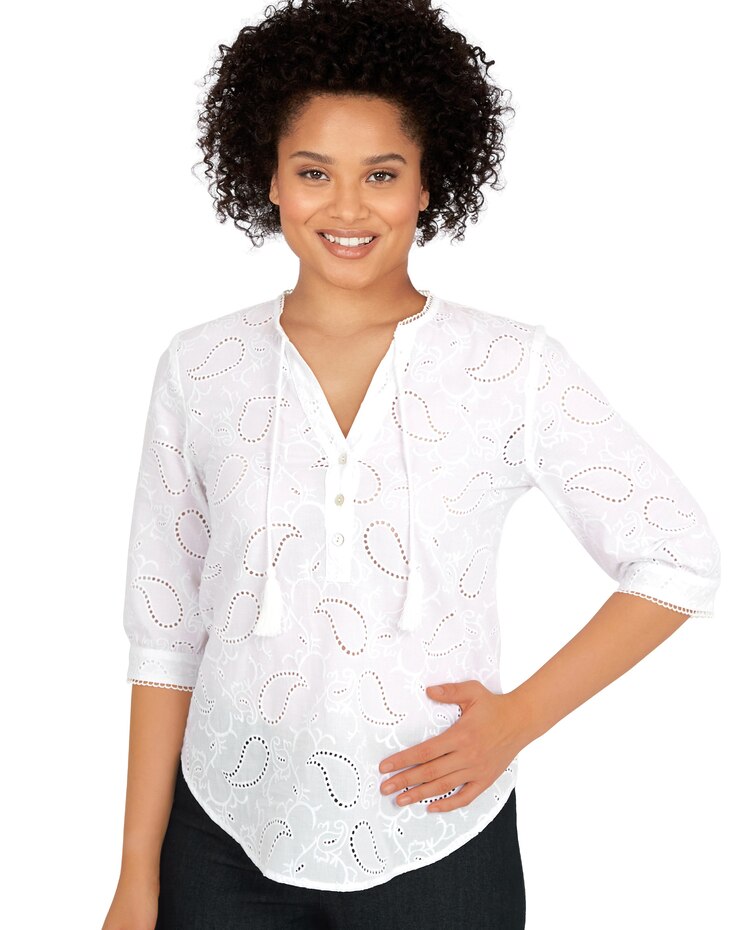 Ruby Rd® Isle Verde Paisley Eyelet Top image number 1