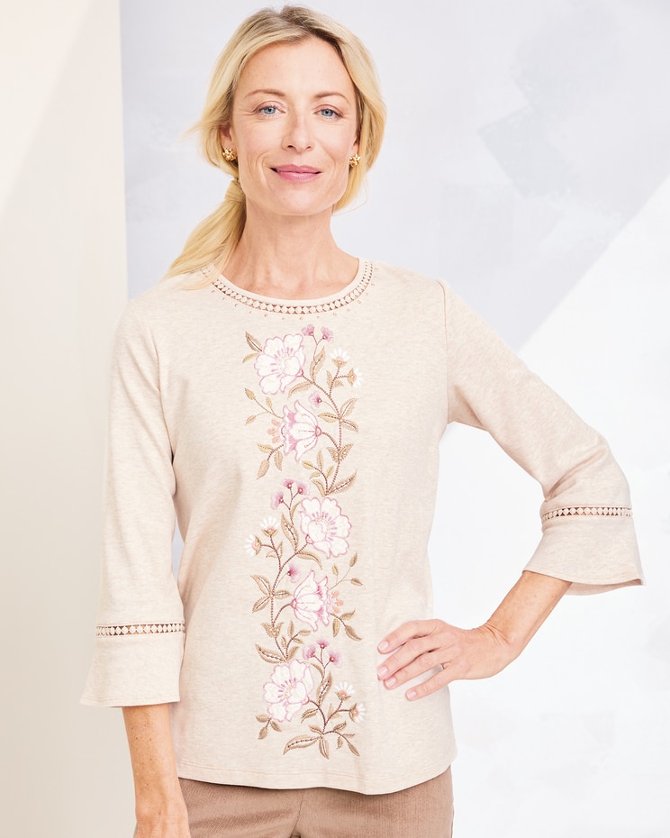 Floral Embroidery Tee by Alfred Dunner image number 1