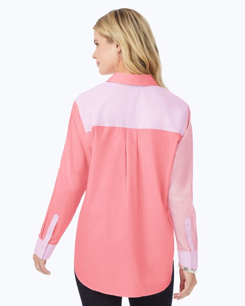 Foxcroft Boyfriend Long Sleeve Mix Shirt