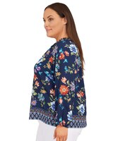 Alfred Dunner® Lake Placid Floral Geometric Border Blouse thumbnail number 2
