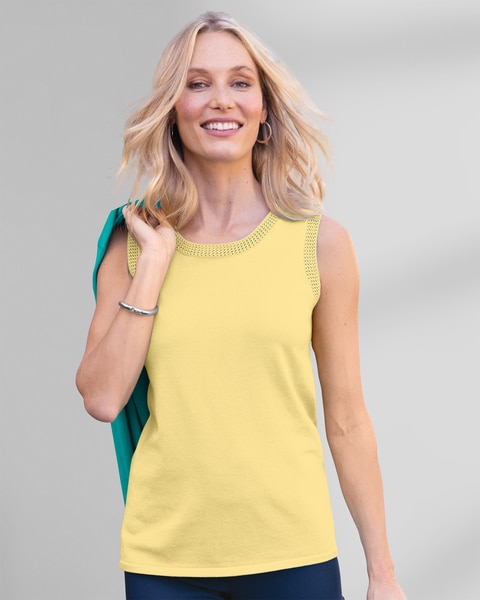 Madison Crochet-Trim Sleeveless Shell