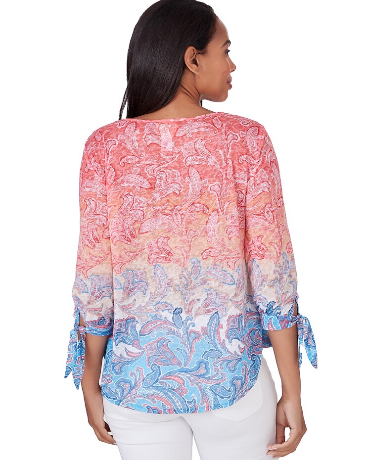 Ruby Rd® Patio Party Knit Ombre Paisley Top image number 2