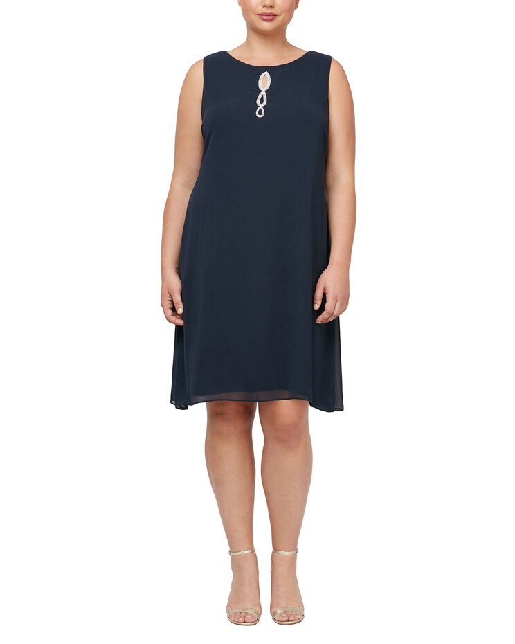 S.L. Fashions Midi Sheath Dress with Surplice Neckline and Short Flutter Sleeves image number 2