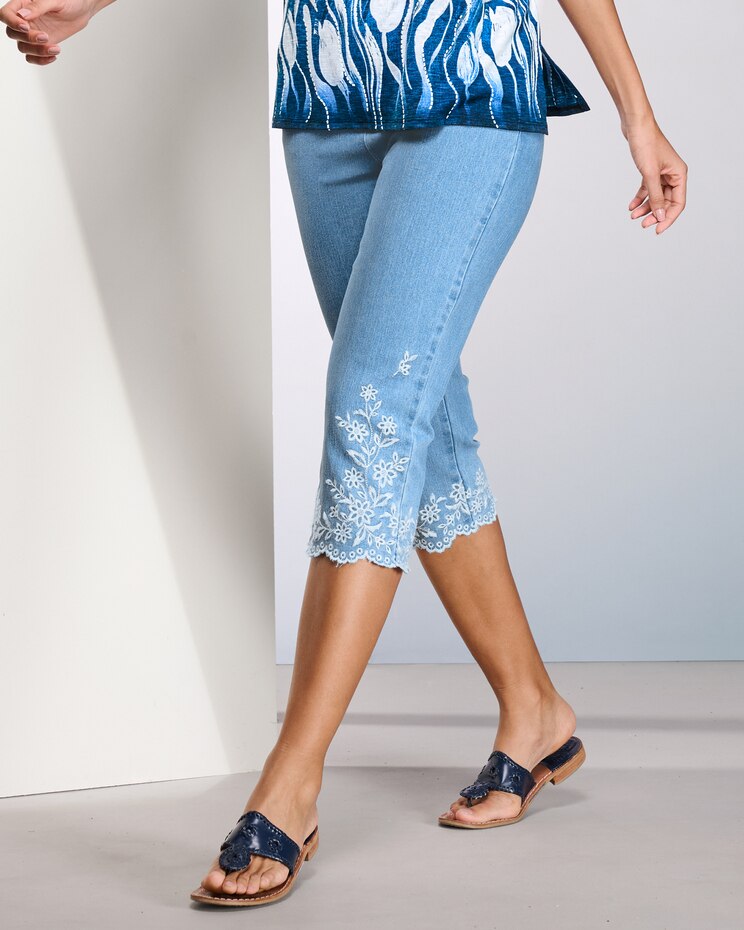 Floral Embroidered Capri by Alfred Dunner image number 1