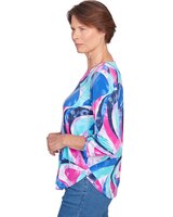 Alfred Dunner® Puff Print Stained Glass Swirl Split Neck Top thumbnail number 4