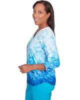Alfred Dunner® Tradewinds Ombre Leaves Buttoned Split Neck Top thumbnail number 4