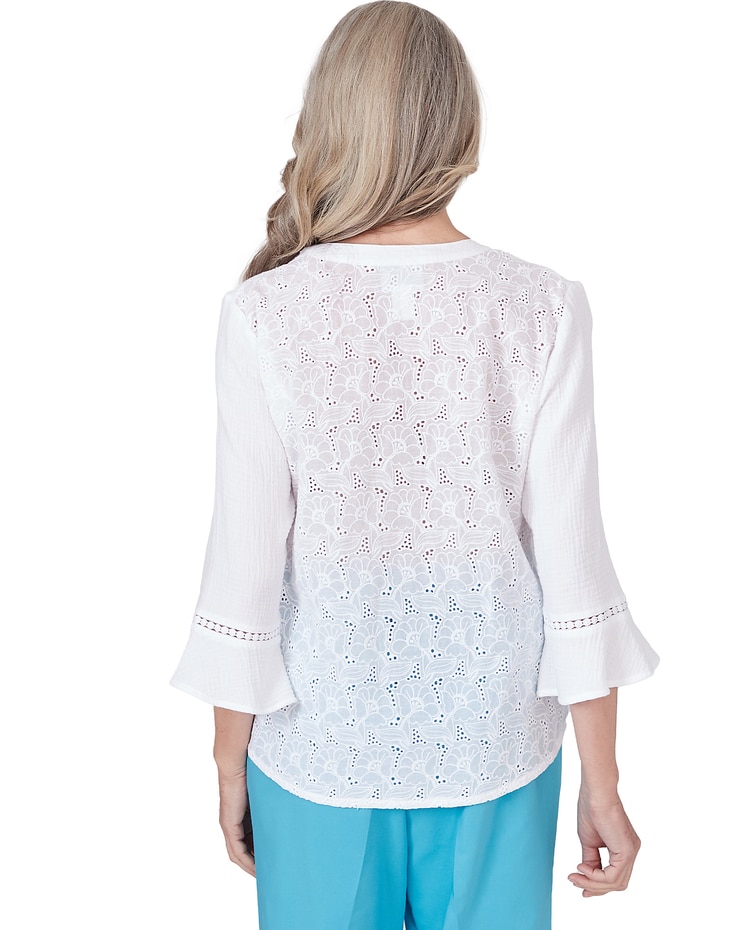 Alfred Dunner® Summer Breeze Summer Button Down Gauze Top image number 2