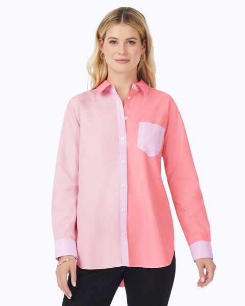 Foxcroft Boyfriend Long Sleeve Mix Shirt