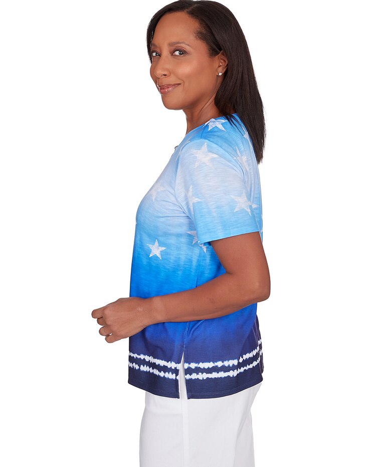 Alfred Dunner® All American Tie Dye Stars Short Sleeve Tops image number 4