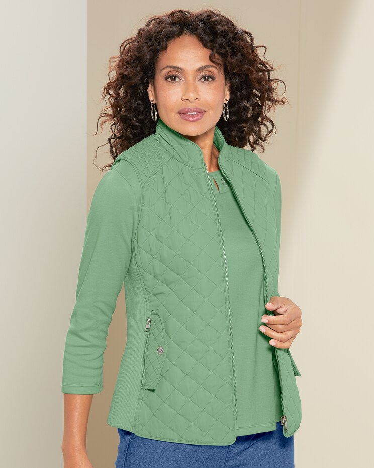 Quilted Sweater Trim Vest image number 1