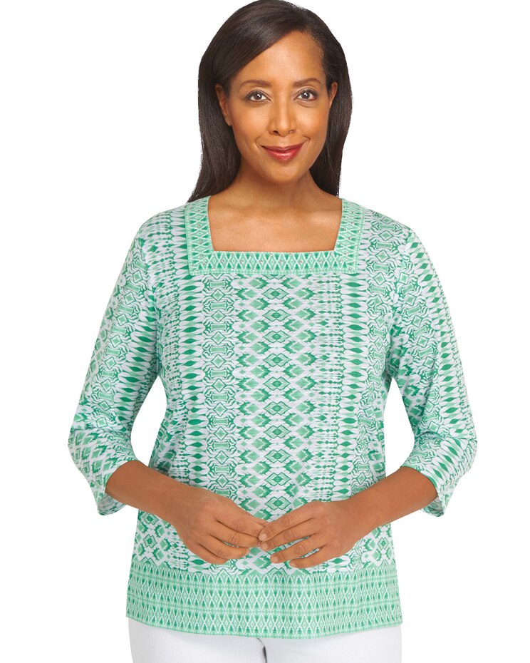 Alfred Dunner® Tropic Zone Tropical Geo Top image number 1