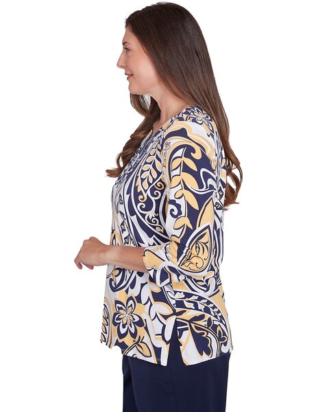 Alfred Dunner® Block Island Dramatic Paisley Crew Neck Top