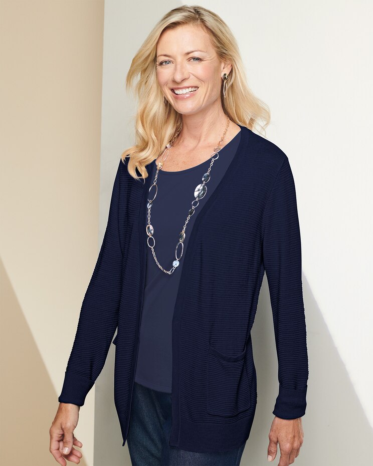 Stripe Ribbed Sweater Cardigan image number 1