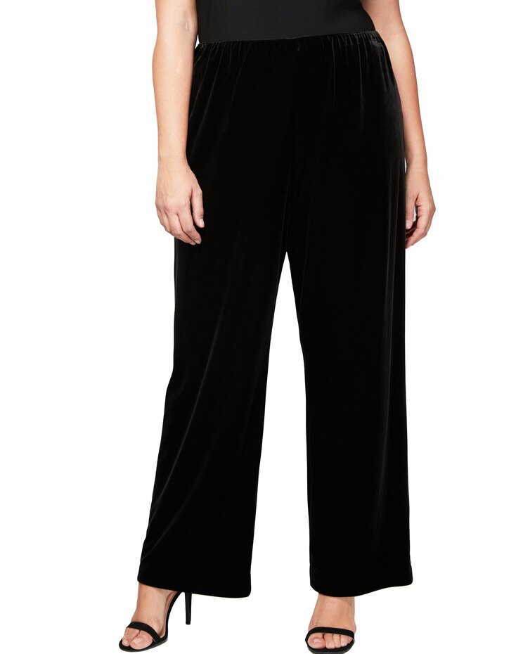 Alex Evenings Velvet Flat-Front Pants image number 1
