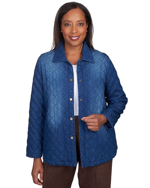 Alfred Dunner® Autumn Weekend Denim Quilt Button Up Jacket