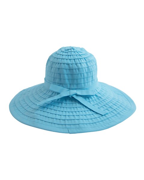 Women's Ribbon Large Brim Hat with Bow