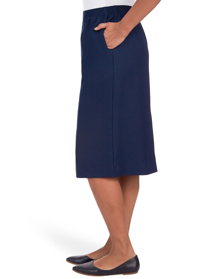 Alfred Dunner® Cinch Waist Midi Skirt with Slant Pockets image number 7